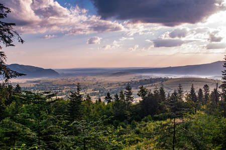 Morning in the Carpathian villageの写真素材