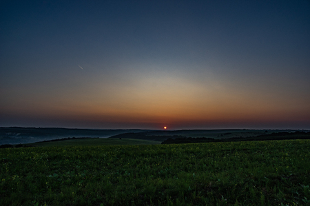Sunrise in the fieldの写真素材