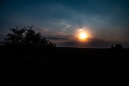 Sunrise in the fieldの写真素材