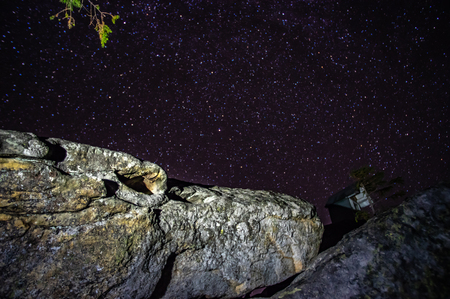 Rock on the background of the night sky in the Carpathiansの写真素材