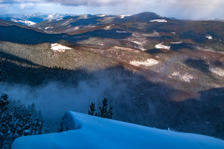 Morning in the winter in the Carpathiansの写真素材