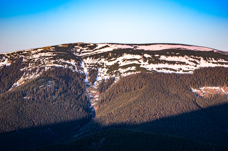 Snow covered Carpathian mountains in the morningの写真素材