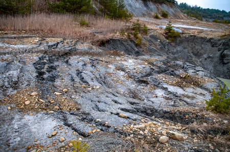 Poisonous lake in an old quarryの写真素材
