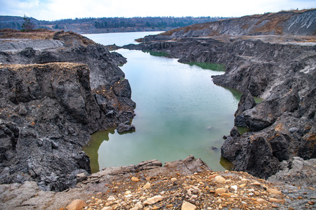 Poisonous lake in an old quarryの写真素材