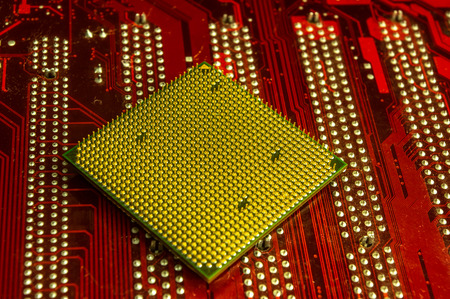 Central processing unit on the background of the board