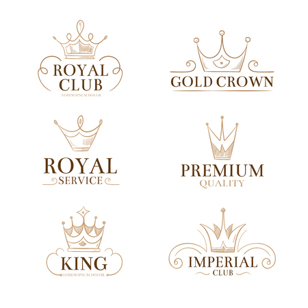 Vintage princess vector labels and logos with crownsのイラスト素材