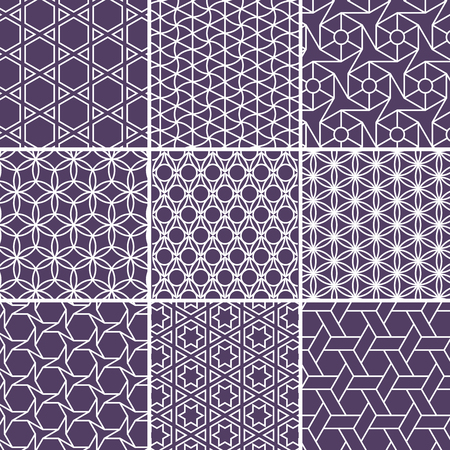 Arabic seamless patterns set from simple geometric shapes. Islam vector ornamentのイラスト素材