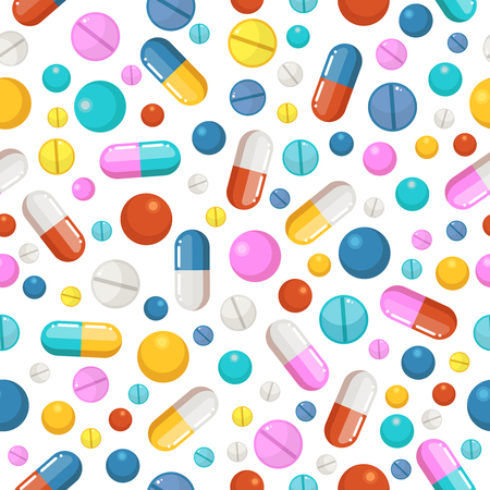 Vector seamless pattern of pills and other pharmaceutical ellementsのイラスト素材