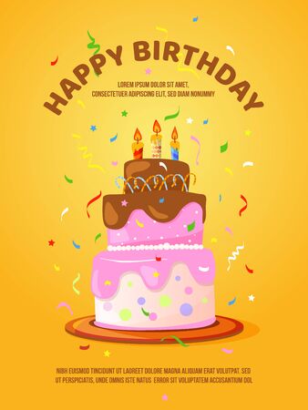 Background with birthday cake and candles. Vector illustrationのイラスト素材