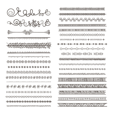Vector borders and dividers. Hand drawn frames isolate on whiteのイラスト素材