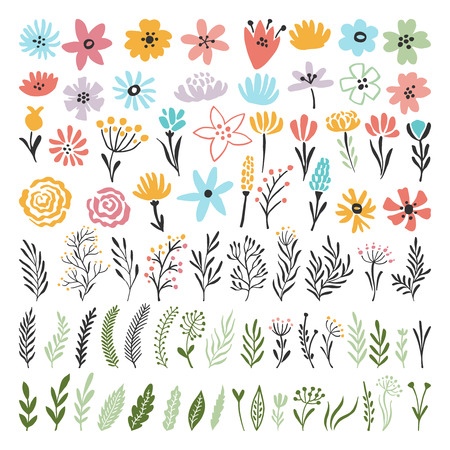 Different florals elements for your design project. Vector illustration of plantsのイラスト素材
