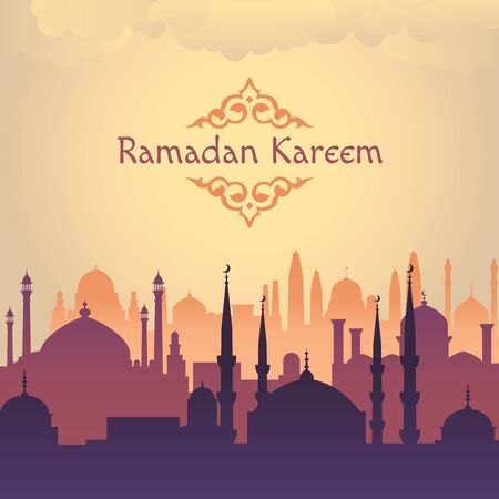 Ramadan arabik mosgue vector backgroundのイラスト素材