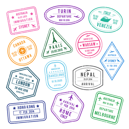 Vector stamp in passport for travelingのイラスト素材
