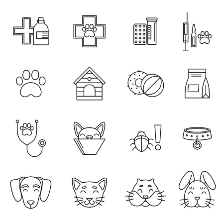 Linear icons set of veterinarian clinicのイラスト素材