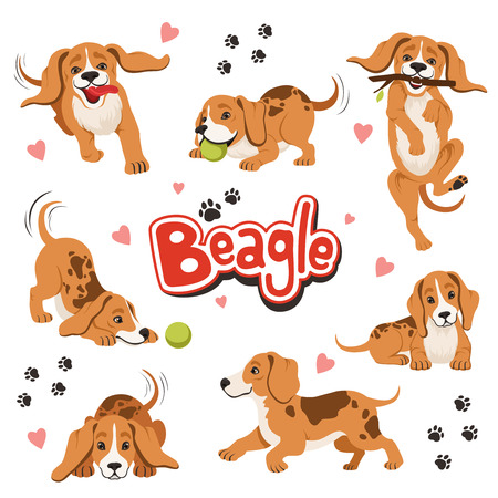 Character of funny movement dog in different dynamic poses. Sitting and shaking petのイラスト素材