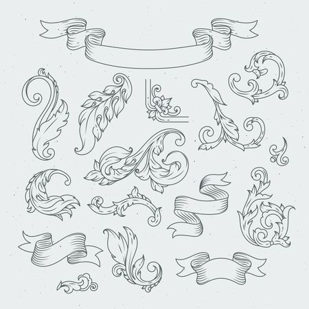 Decorative elements in baroque style. Victorian ornament, acanthus leavesのイラスト素材