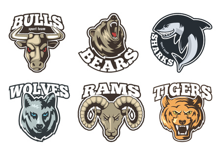 Sport labels set with different animals. Company mascot designのイラスト素材