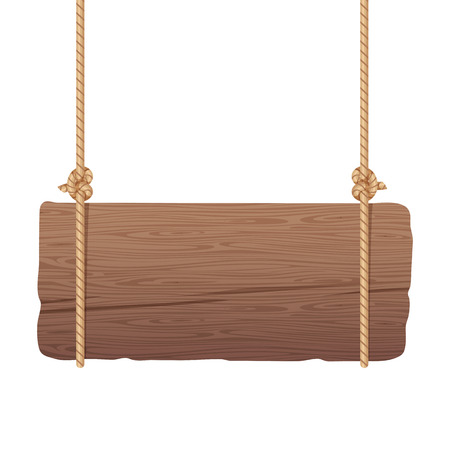 Wooden singboard hanging on ropesのイラスト素材