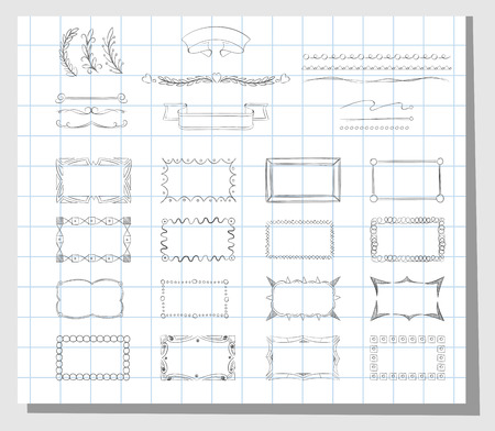 School hand drawn framesのイラスト素材