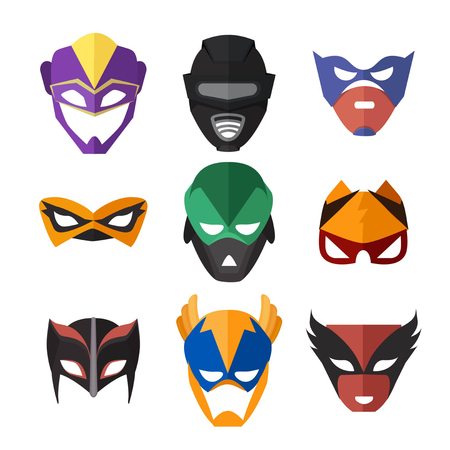 Vector illustrations of superheroes masksのイラスト素材