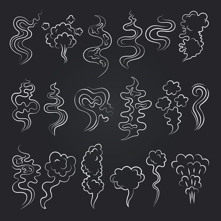 Cartoon pictures of smell and steam. Vapor and aroma illustrations setのイラスト素材
