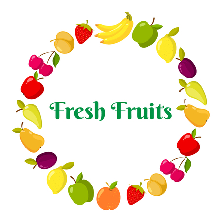 Vector fruits and berrie in a ringのイラスト素材