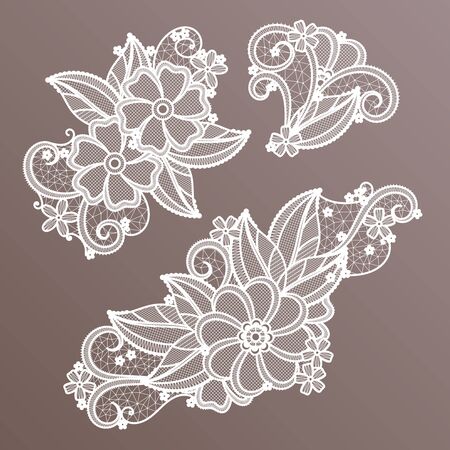 Lace fashion handmade decoration with flowers. Vector needleworkのイラスト素材