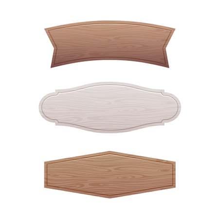 Set of empty wooden signboard vector illustration.のイラスト素材