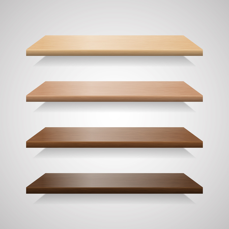 Set of wood shelves with shadows vector illustration.のイラスト素材