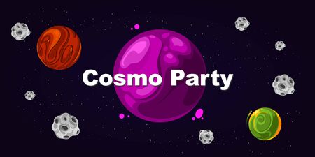 Flyer for party, cosmo party vector illustration.