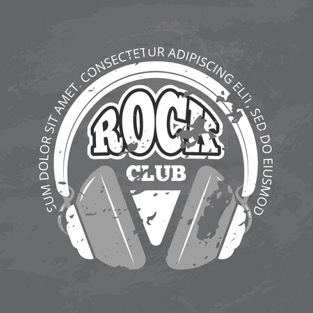 Retro rock music club, shop vector logo on gray background.のイラスト素材