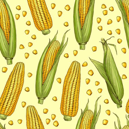 Illustration of corn seamless pattern.のイラスト素材