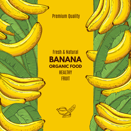 Retro poster with illustration of banana and place for your textのイラスト素材