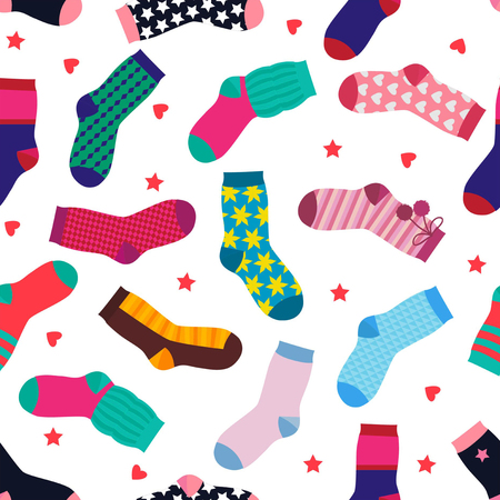 Vector seamless pattern with different funny socksのイラスト素材