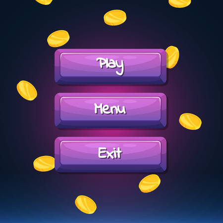 Vector cartoon style buttons with text for game designのイラスト素材