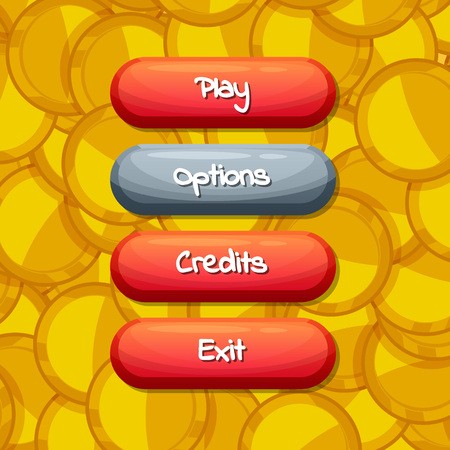 Vector cartoon style enabled and disabled buttons for game designのイラスト素材