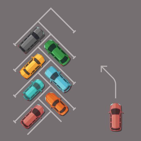 Vector car parking lot top view illustrationのイラスト素材