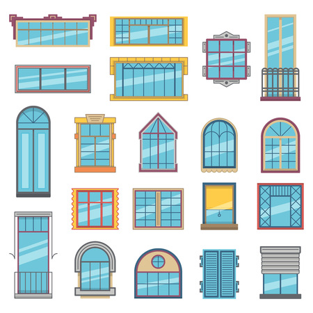 Set of window design in glass, wood or plastic vector illustrationのイラスト素材
