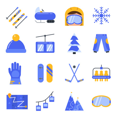 Set of Winter accessories in flat style vector illustrationのイラスト素材