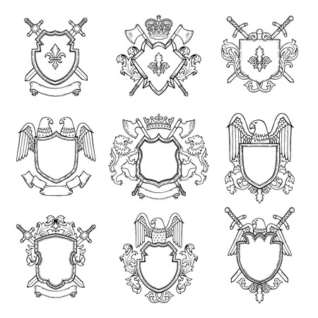 Template of heraldic emblems for different design projectのイラスト素材