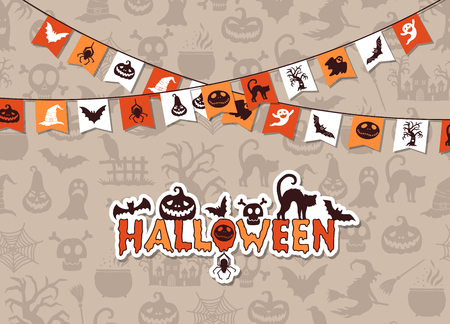 Vector halloween background with garlandsのイラスト素材