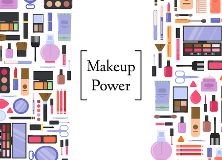 Vector flat style makeup and skincare backgroundのイラスト素材