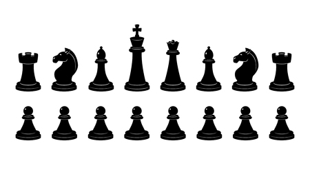 Silhouette of chess. Vector monochrome illustrations isolateのイラスト素材