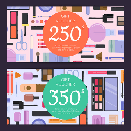 Vector gift card vouchers for beauty productsのイラスト素材