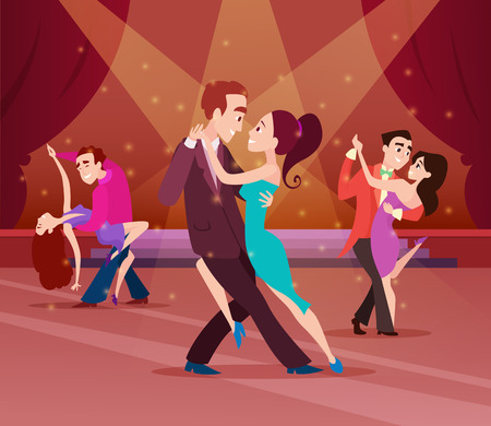 Couples on dance floor.のイラスト素材