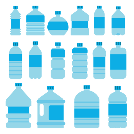 Illustrations of empty plastic bottles in flat style.のイラスト素材