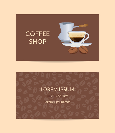 Vector coffee shop or company business card template woth cup illustrationのイラスト素材