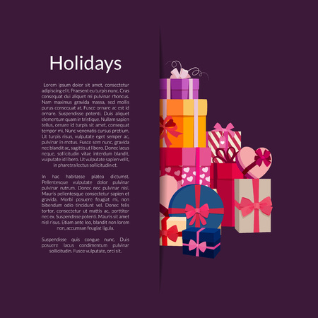 Vector gift boxes or packages pile in pocket illustration with place for textのイラスト素材
