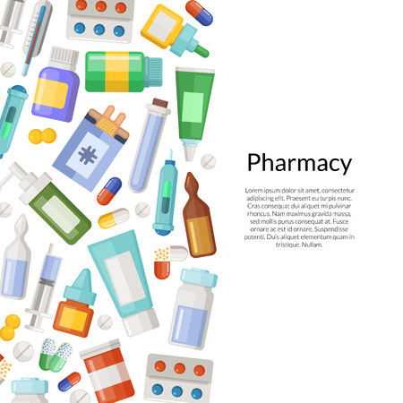 Vector medicines, pills and potions backgroundのイラスト素材
