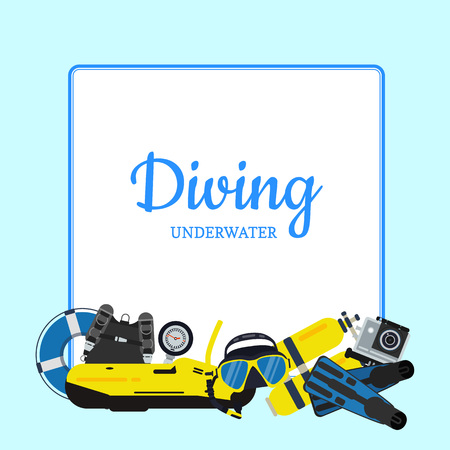 Vector underwater diving elementsのイラスト素材